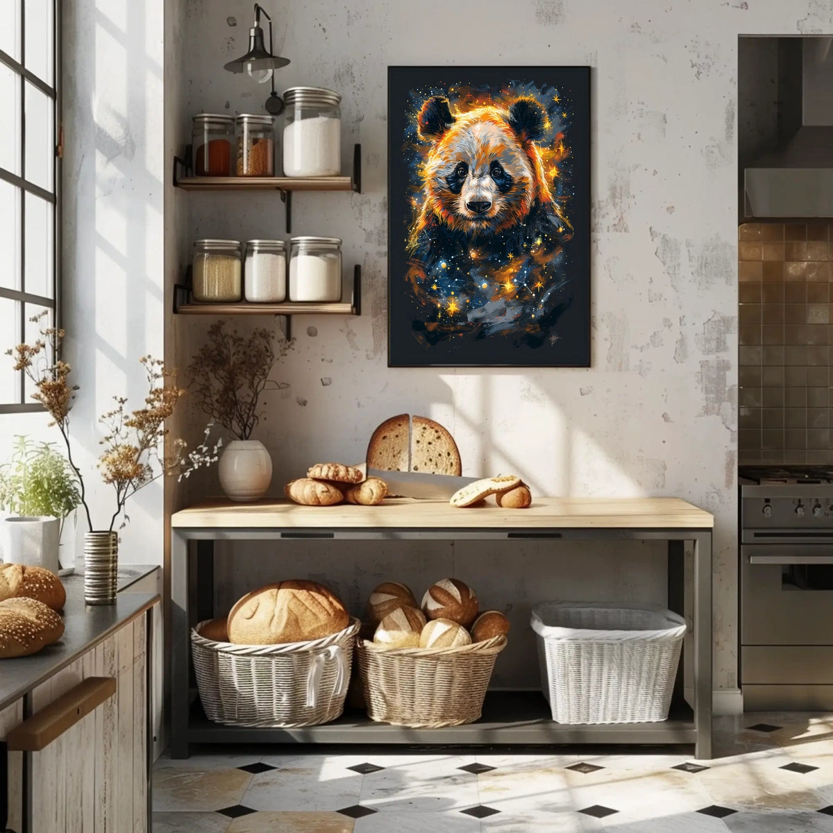 Vivid Abstract Cosmic Panda Animal Poster