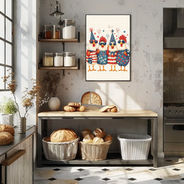 patriotic chickens standing side by side Poster
