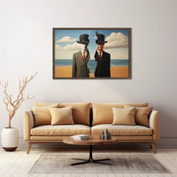 Duality in Suits: Surreal Artistic Poster