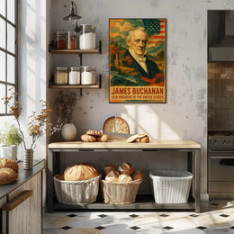 James Buchanan 15th President of the United States Layered Digital Collage Poster