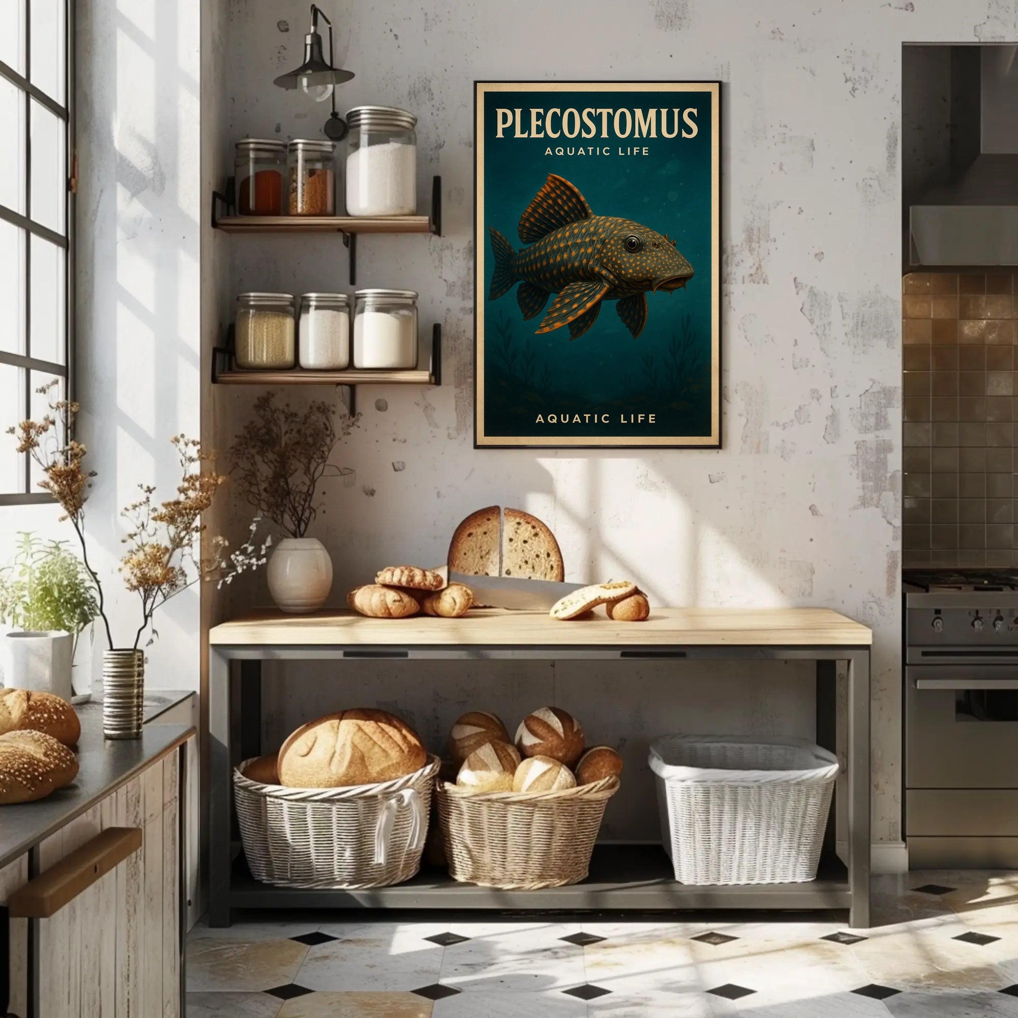 Plecostomus Fish Illustration: Educational or Infographic Poster