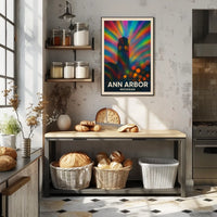 Ann Arbor Clock Tower Rainbow Surreal Urban Poster