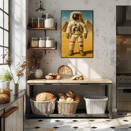 Astronaut at Pyramids Futuristic Sci-Fi Poster