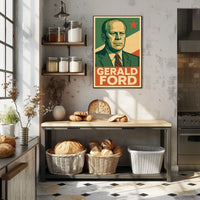Gerald Ford Presidential Portrait Historical Figure Photography Realism Iconic American Heritage Decor Poster
