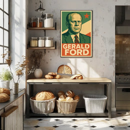 Gerald Ford Presidential Portrait Historical Figure Photography Realism Iconic American Heritage Decor Poster