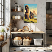 Easter Island Moai Statues Modern Art Poster