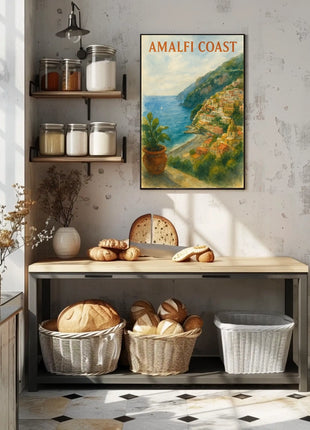 Amalfi Coast Poster Wall Art 18x24 Inches Seaside Decor