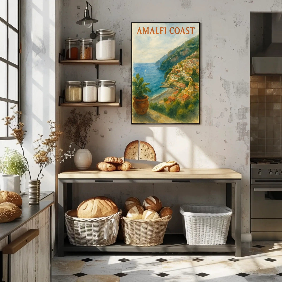 Amalfi Coast Poster Wall Art 18x24 Inches Seaside Decor