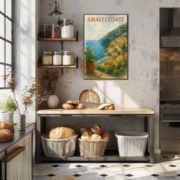 Amalfi Coast Poster Wall Art 18x24 Inches Seaside Decor