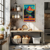 Rocky Mountain Sunrise Vintage Travel Retro Mid Century Scenic Landscape Collector Poster