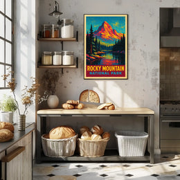 Rocky Mountain Sunrise Vintage Travel Retro Mid Century Scenic Landscape Collector Poster
