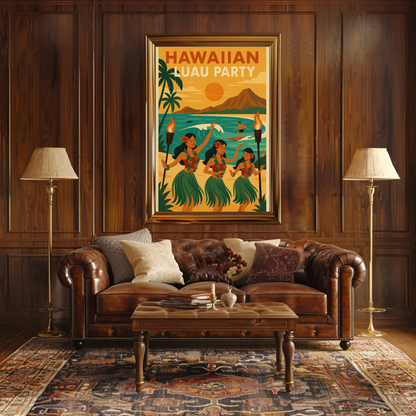 Hawaiian Luau Party Beach Dancers Poster Poster
