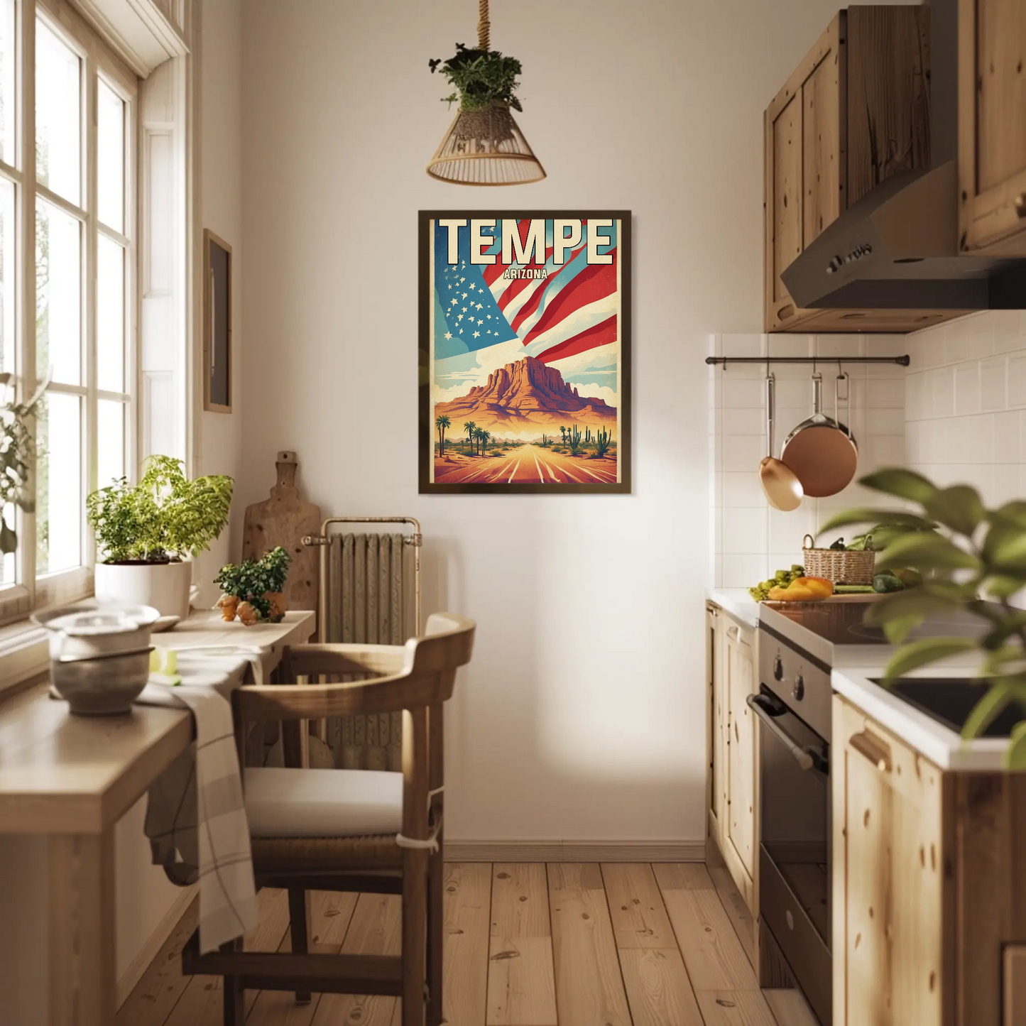 Tempe Arizona Red Rock Horizon Vintage Travel Poster