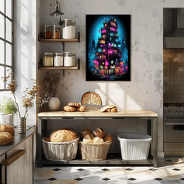 Neon Cityscape Poster