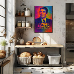Ronald Reagan 40th President of the United States Neon Gradient Overlay Poster