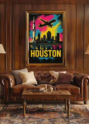 Houston Texas Rocket City Skyline Art Poster