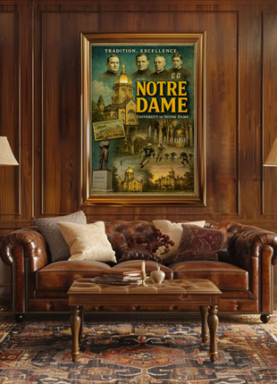Notre Dame University Historic Campus Football Tradition Travel Poster