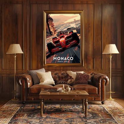 Monaco Monte Carlo F1 Race Car Grand Prix Travel Poster