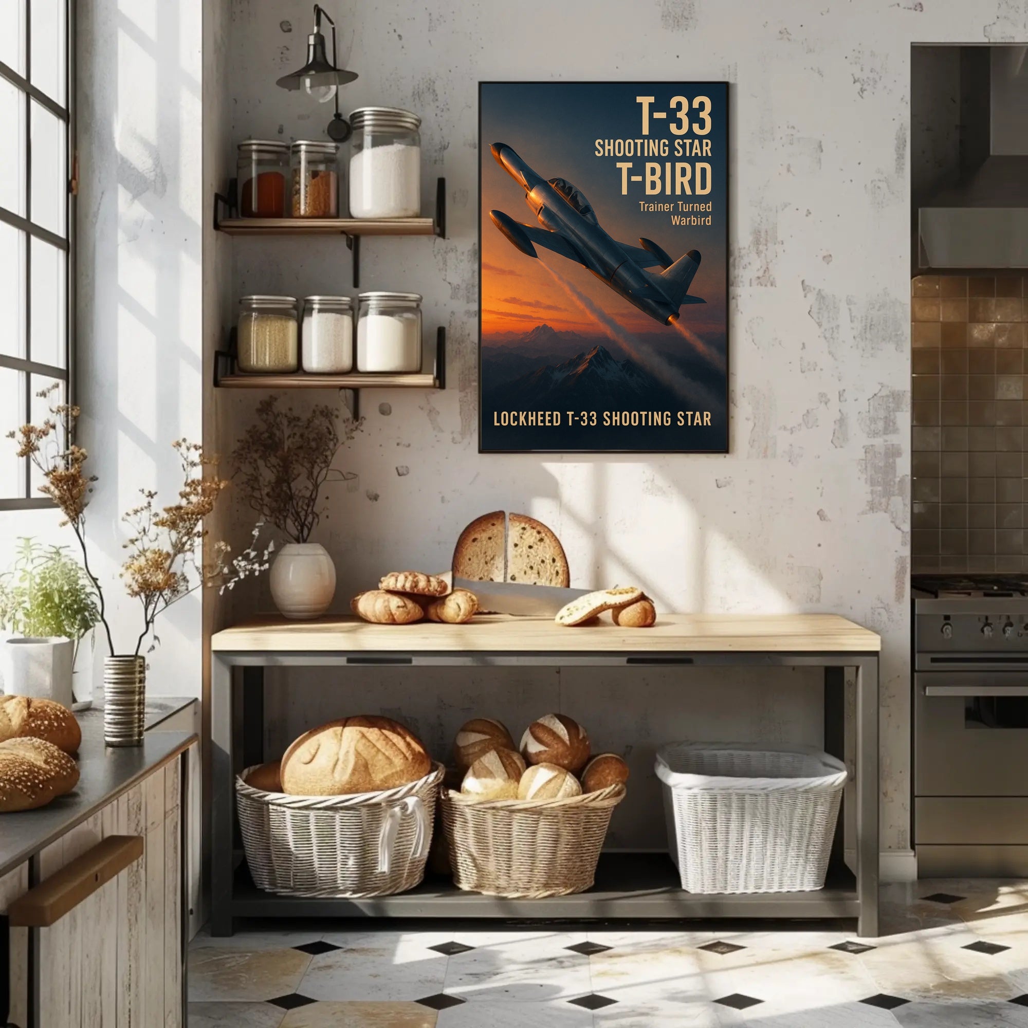 Lockheed T-33 Jet Trainer Aviation Art - Poster