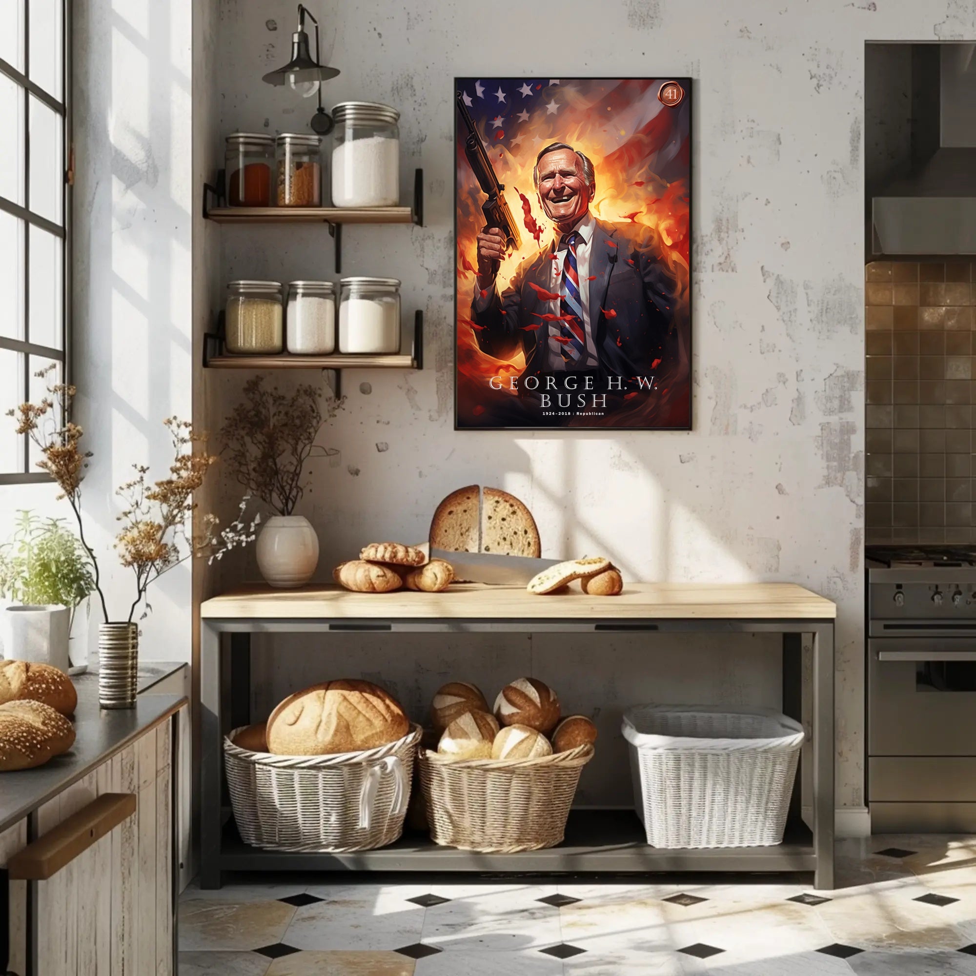 Commemorative Portrait of George H.W. Bush Poster