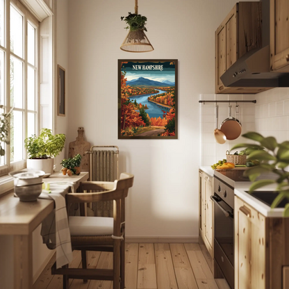 New Hampshire Autumn Vintage Style Poster