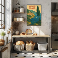 Amalfi Coast Poster Wall Art 18x24 Coastal Seascape Decor