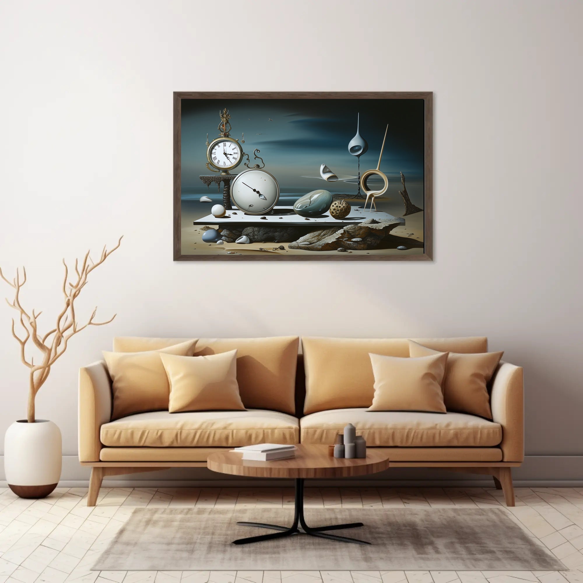 Surrealistic Dreamscape with Captivating Timepieces Abstract or Artistic Poster