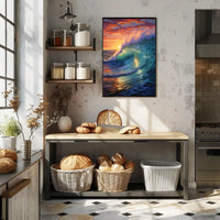 Ocean Wave At Sunset Art Print - Artistic Poster