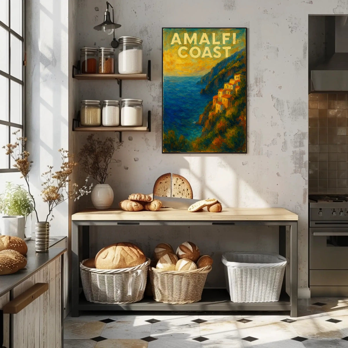 Amalfi Coast Poster Wall Art for Coastal Decor and Travel