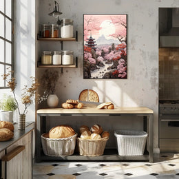 Tranquil Cherry Blossom Landscape Poster