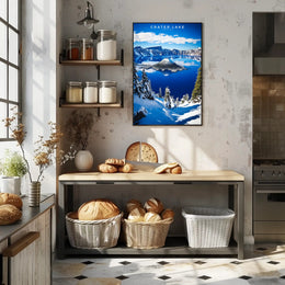 Crater Lake Winter Travel Poster Wall Art
