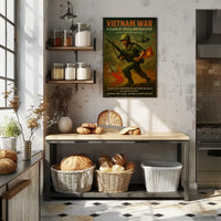 Vietnam War Combat Scene Vintage Cultural or Heritage Poster