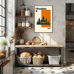 Houston Cityscape Silhouette Art Print Travel Poster