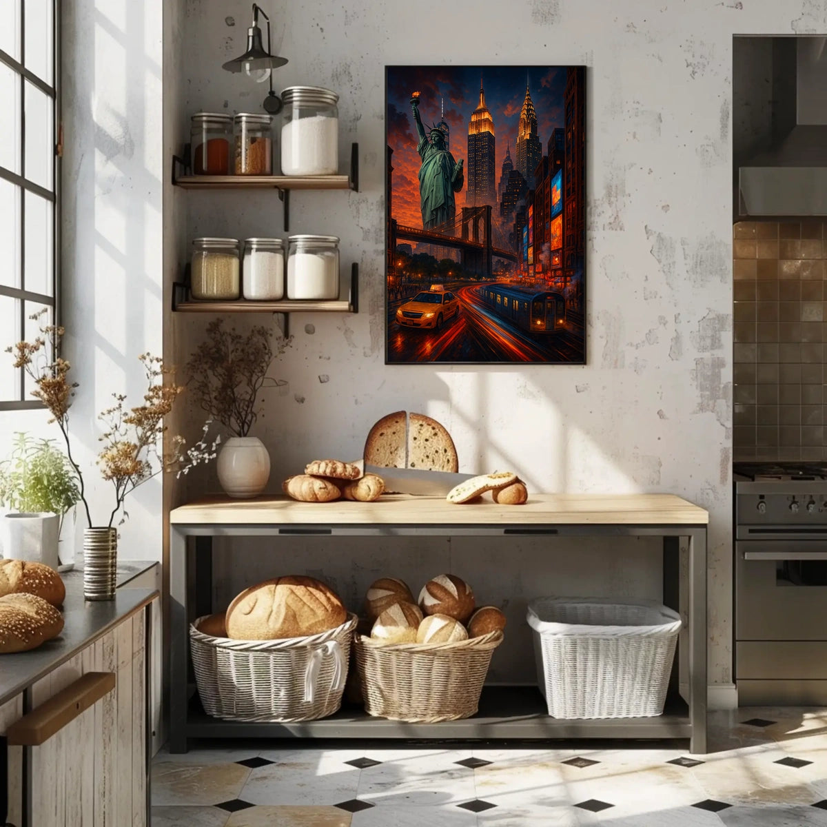 New York City Vibrant Urban Scene Poster Modern Wall Art