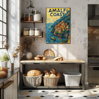 Amalfi Coast Poster Wall Art 18x24 Travel Decor Coastal View