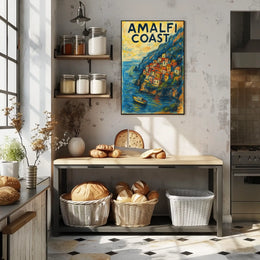 Amalfi Coast Poster Wall Art 18x24 Travel Decor Coastal View