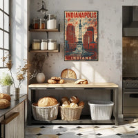 Indianapolis Monument Cityscape Retro Patriotic Poster