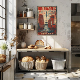 Indianapolis Monument Cityscape Retro Patriotic Poster