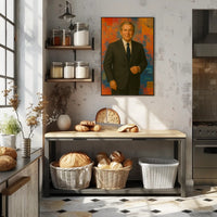 Man in Suit with Vibrant Abstract Background - Artistic Poster