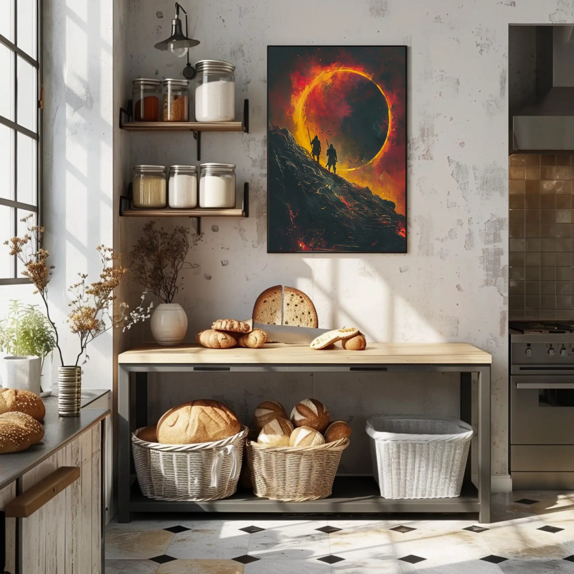 Epic Medieval Adventure in Fiery Fantasy Poster PosterGoat