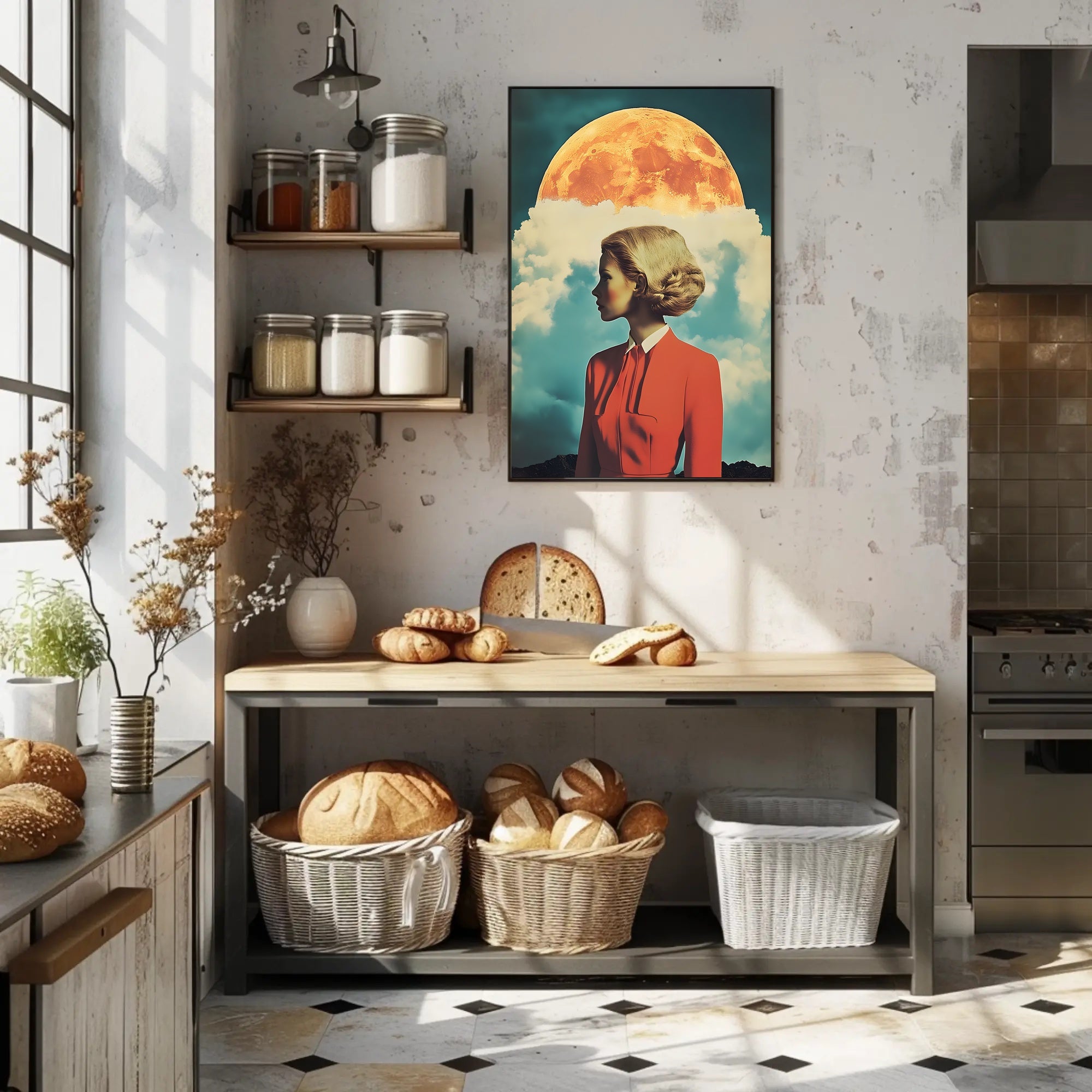 Lunar Portrait Poster Surreal Moon Wall Art Print