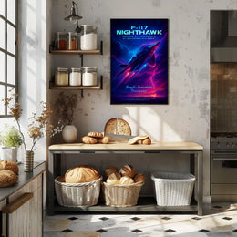 F-117 Nighthawk Jet Cosmic Neon Poster
