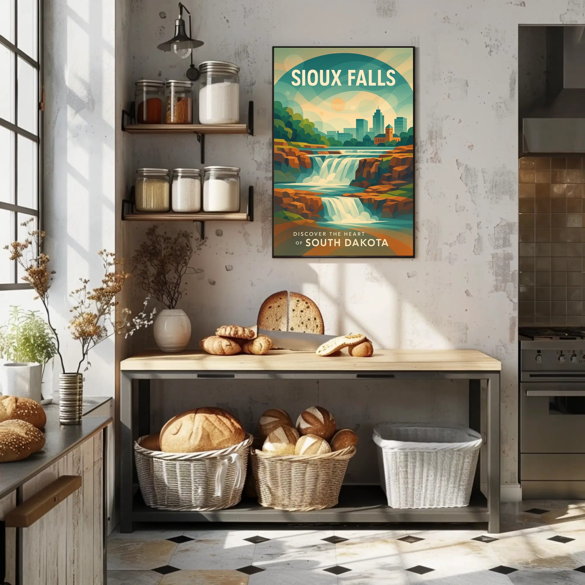 Sioux Falls Travel Adventure Art Poster PosterGoat