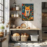 Majestic Fox Amongst Flowers: Enchanting Animal Poster