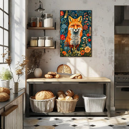 Majestic Fox Amongst Flowers: Enchanting Animal Poster