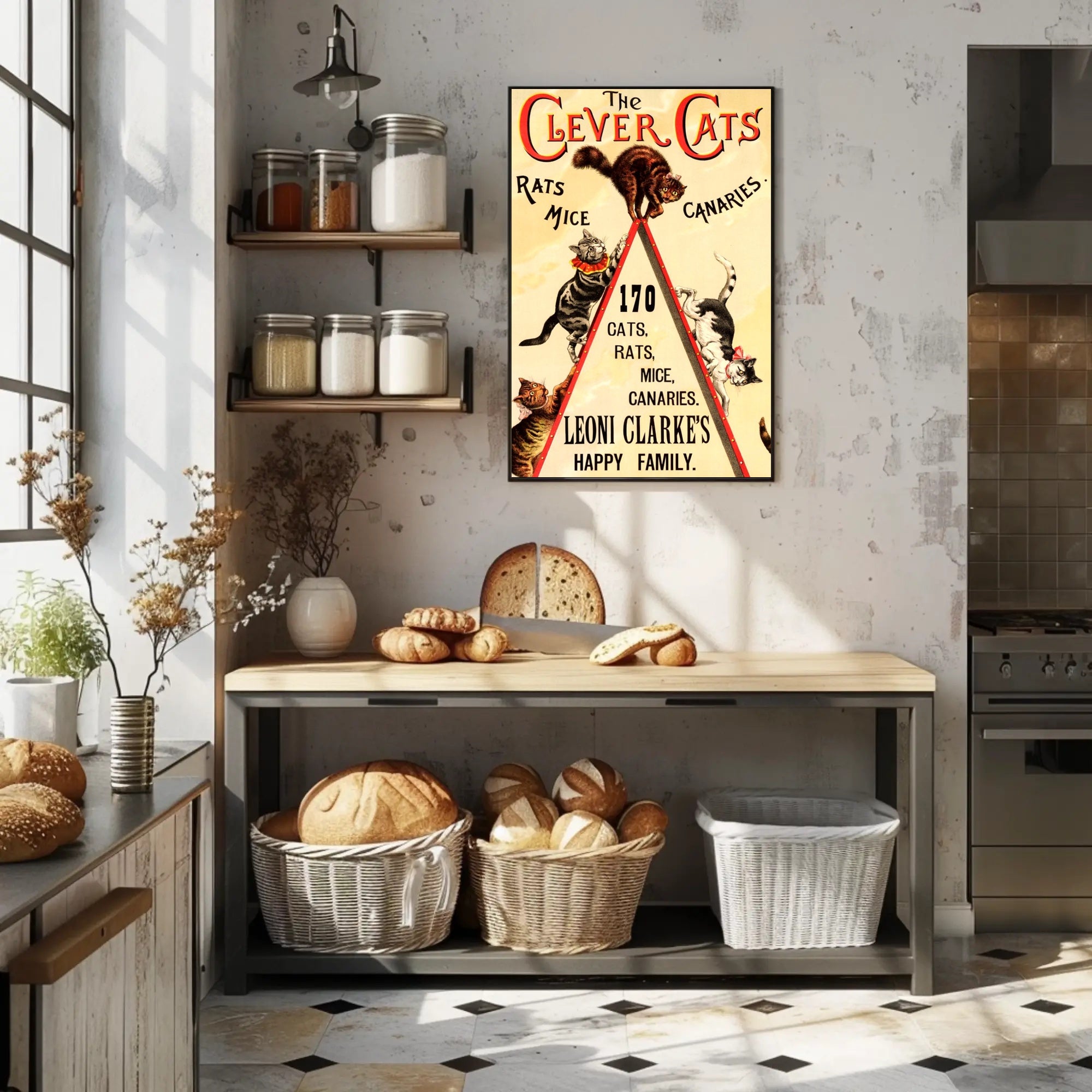 The Clever Cats Vintage Performance Animal Poster