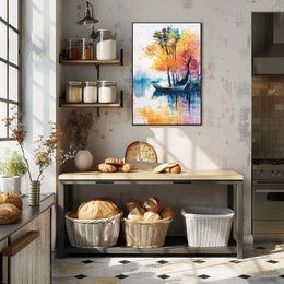 Vintage Car and Retro Architecture Art Poster