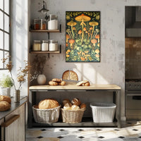 Mushroom Wonderland in Vintage Botanical Illustration Educational Poster