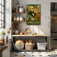 James K. Polk 11th President of the United States Layered Digital Collage Poster