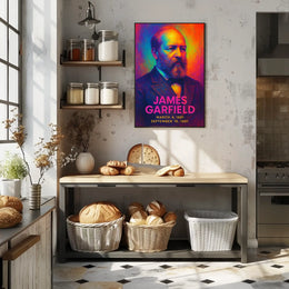 James A. Garfield 20th President of the United States Neon Gradient Overlay Poster